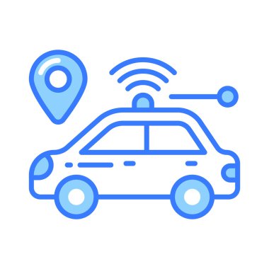 Akıllı araba ikonu, kablosuz bağlantı otomobil, ai otomobil teknolojisi vektörü