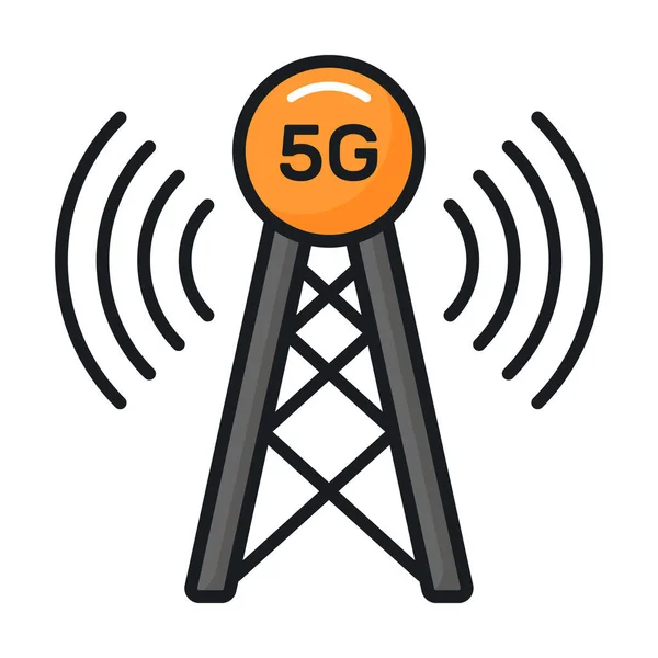 5G信号塔矢量设计采用现代风格 易于使用图标 — 图库矢量图片