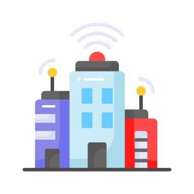 Bu yaratıcı tasarlanmış akıllı şehir simgesini modada 5G teknoloji vektörüyle yakalayın