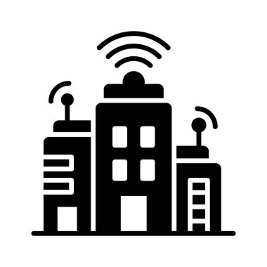 Bu yaratıcı tasarlanmış akıllı şehir simgesini modada 5G teknoloji vektörüyle yakalayın
