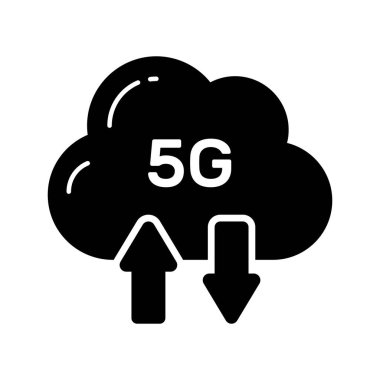 Bulut konsept vektörünü 5G hızında gösteren yukarı ve aşağı ok