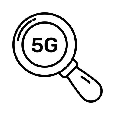 5G ağ teknolojisi arama vektörü, premium simgesi kullanıma hazır