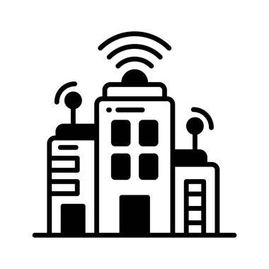 Bu yaratıcı tasarlanmış akıllı şehir simgesini modada 5G teknoloji vektörüyle yakalayın