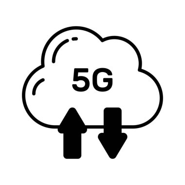 Bulut konsept vektörünü 5G hızında gösteren yukarı ve aşağı ok