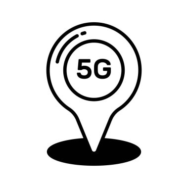 5G ağlı konum iğnesi 5G ağ konumunun konsept vektörünü gösteriyor