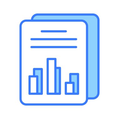 Veri raporunun vektörünü trend biçimi ve premium simgesinde gösteren belge üzerindeki çubuk çizelgesi