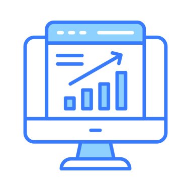 Beyaz arkaplanda izole edilmiş modaya uygun bir web analiz simgesi