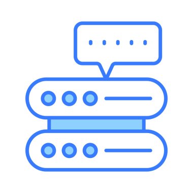 Sunucu bildiriminin kavram vektörünü gösteren veri sunucusuyla sohbet balonu