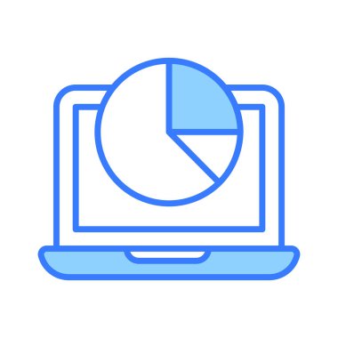 Dizüstü bilgisayardaki turta grafiği modern tarzda iş haritasının vektör tasarımını gösteriyor