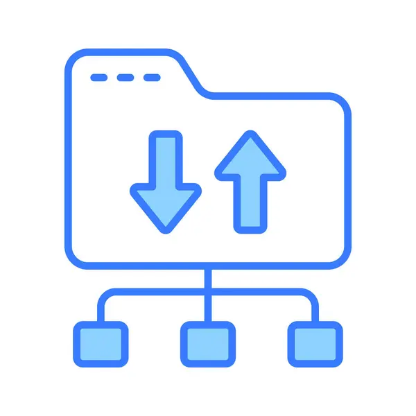 指向相反方向的两个箭头 表示多个设备或位置之间数据的同步或传输 — 图库矢量图片