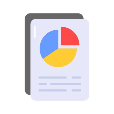 Veri raporunun vektör tasarımını modayı izleyerek gösteren belge üzerindeki pasta grafiği