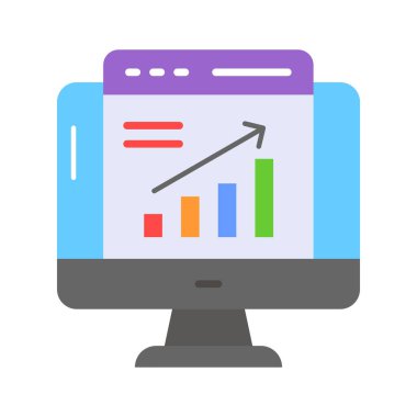 Beyaz arkaplanda izole edilmiş modaya uygun bir web analiz simgesi