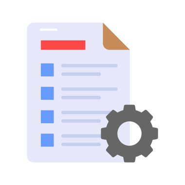 Liste ayarlarının sayfa belirleme vektör tasarımına sahip dişli, düzenlenebilir simge