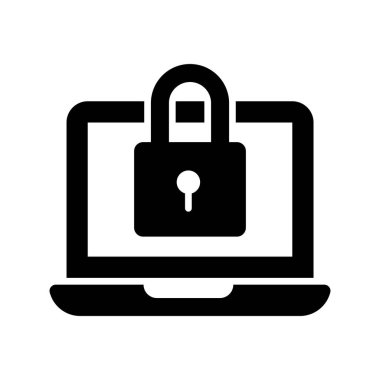 Dizüstü bilgisayar güvenliği vektörünü modern tarzda gösteren asma kilit