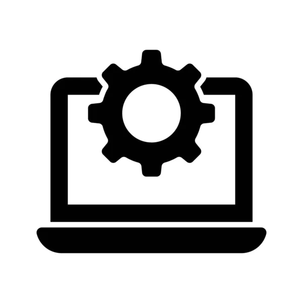 Laptop Setting Vektordesign Trendigen Stil Systemkonfigurationssymbol — Stockvektor