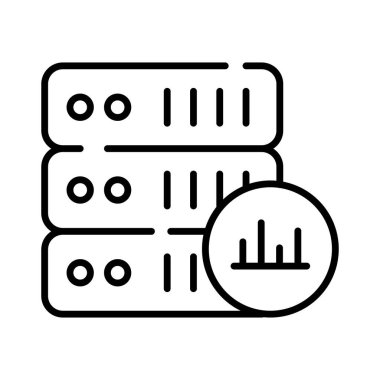 Sunucu analiz prim simgesinin konsept vektörünü gösteren veri sunuculu çubuk çizelgesi