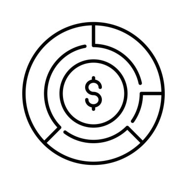 Finansal grafiğin düzenlenebilir biçimdeki vektörünü gösteren bir dolar grafiği.