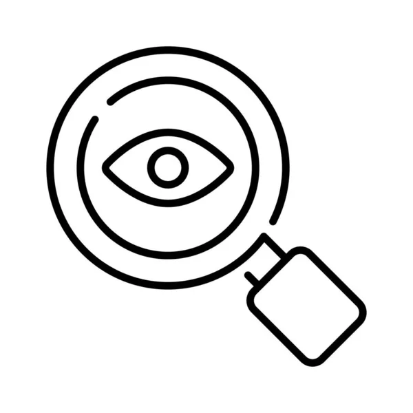 放大镜下的一只眼睛 展示了流行风格的监控概念图标 — 图库矢量图片