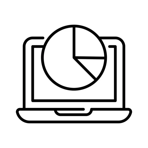 Taartdiagram Laptop Met Vector Ontwerp Van Business Chart Moderne Stijl — Stockvector