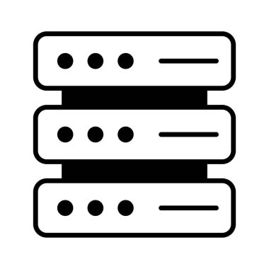 Veri sunucusunun özenle hazırlanmış vektörü, sunucu raf simgesi modada