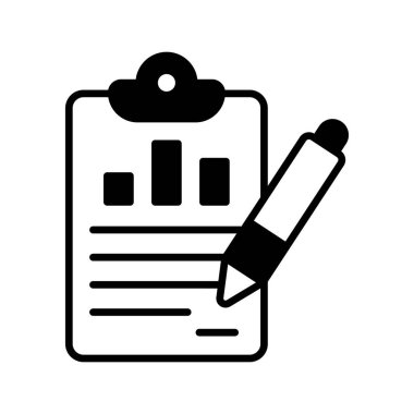 İş raporunun kavram simgesini gösteren kalem çizelgesi panoda