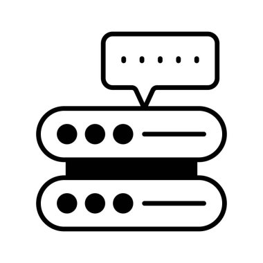 Sunucu bildiriminin kavram vektörünü gösteren veri sunucusuyla sohbet balonu