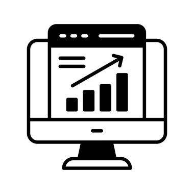 Beyaz arkaplanda izole edilmiş modaya uygun bir web analiz simgesi