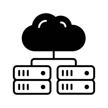 Modern tarzda bulut sunucusunun yaratıcı tasarım simgesi, bulut depolamanın bu premium simgesini indirin