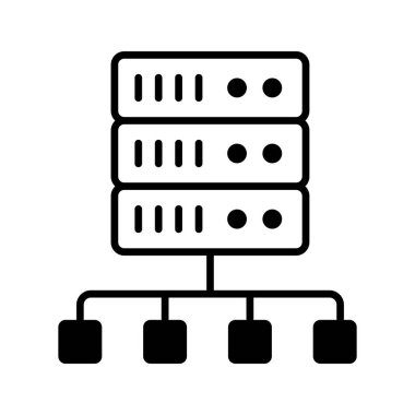 Modern biçimdeki veritabanı ağının şaşırtıcı bir vektörü, simgeyi kullanması kolay