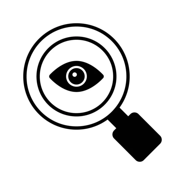 Occhio Sotto Lente Ingrandimento Che Mostra Icona Del Concetto Monitoraggio — Vettoriale Stock