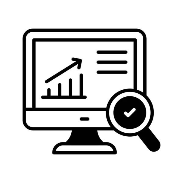 Gráfico Crescimento Monitor Com Lupa Mostrando Vetor Conceito Análise Dados —  Vetores de Stock