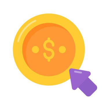 Tıklama başına ücret için ok konsepti vektörü olan dolar sikkesi, Ppc tasarımı