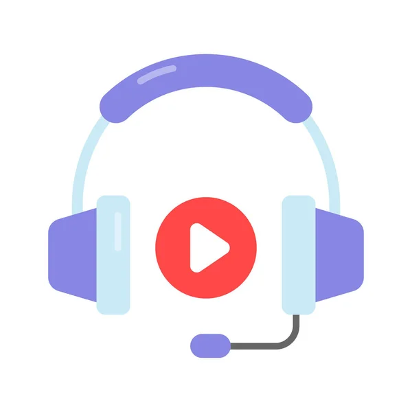 Video Play Taste Mit Kopfhörer Zeigt Konzept Symbol Der Kundenbetreuung — Stockvektor