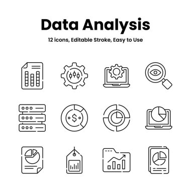Özenle hazırlanmış veri analizleri ve istatistik simgeleri, bu premium vektörleri kolayca indirilebilir