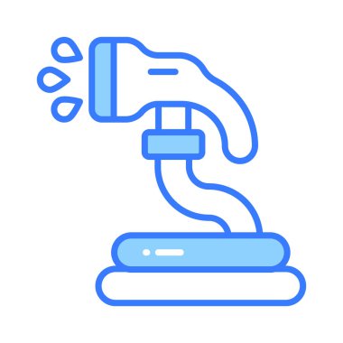 Bahçe hortumunun, su borusu vektörünün, bahçe ekipmanının düzenlenebilir bir simgesi