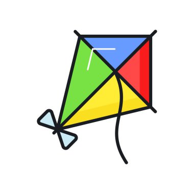 Uçurtma uçuşu için mükemmel bir tasarım vektörü, iyi tasarlanmış boş zaman aktivitesi ikonu.