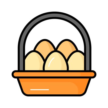 Modern tarzda yumurta sepetinin bu inanılmaz vektörünü işaretleyin, simge kullanmaya hazır