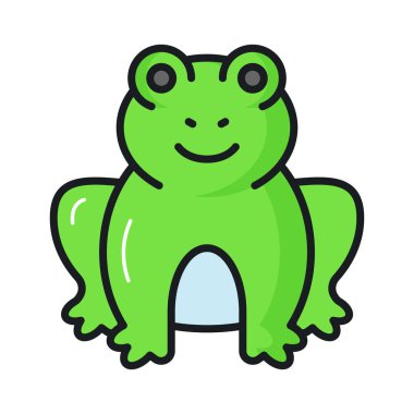 Beyaz arka planda izole edilmiş, kurbağa stilinde inanılmaz bir vektör.