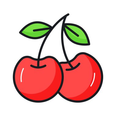 Modern tarzda bir çift yabani kiraz, modaya uygun sağlıklı ve organik meyveler.