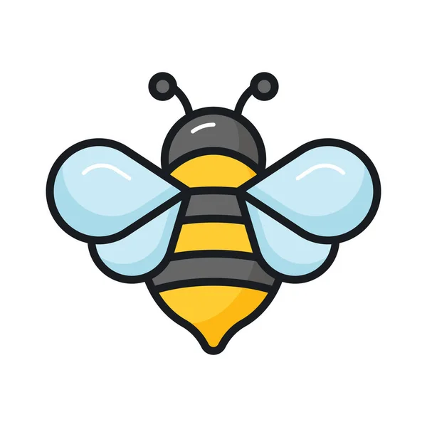 Editable Vector Honey Bee Modern Style Flying Insect Icon — Stock Vector