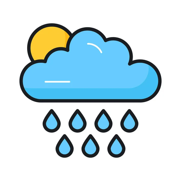 Редактируемая Иконка Дождливого Облака Современном Стиле Готовая Использовать Вектор — стоковый вектор
