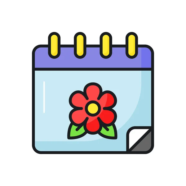 Blume Kalender Bezeichnet Konzeptvektor Des Frühlingskalenders Editierbarem Stil — Stockvektor