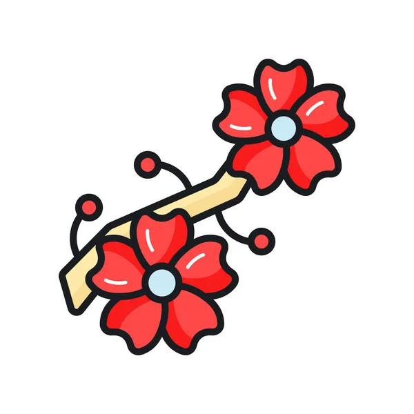 Красивые Цветы Сакуры Современном Стиле Хорошо Оформленный Икона Цветов — стоковый вектор