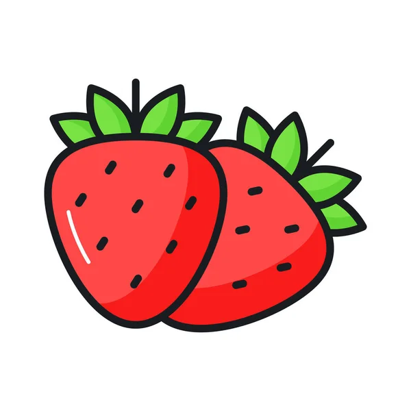 Icoană Uimitoare Căpșuni Alimente Sănătoase Organice Pline Vitamine — Vector de stoc
