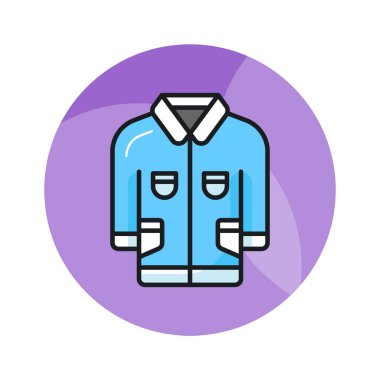 Modern tarzda beyaz arka planda izole edilmiş inanılmaz bir ceket ikonu.