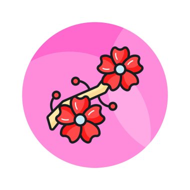 Modern tarzda güzel kiraz çiçekleri, iyi tasarlanmış çiçek ikonu.