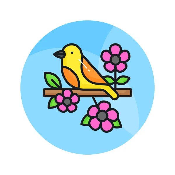 Ein Vogel Sitzt Einem Zweig Von Baum Schnappen Sie Sich — Stockvektor