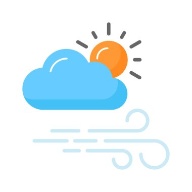 Bulutlu güneş konsept hava vektörü modayı ve premium simgesini gösteriyor