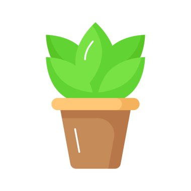 Açık hava dekoratif bitki, modaya uygun bir saksı ikonu, vektör kullanmaya hazır