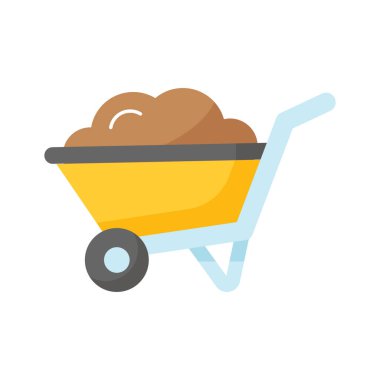 Modern tarzda el arabasının moda simgesi, toprak taşıyıcı vektör, tarım ekipmanları